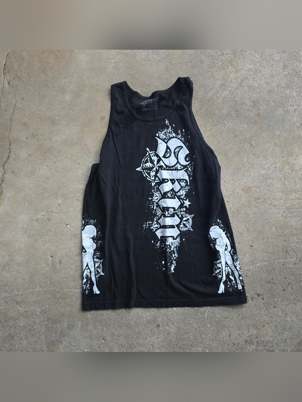 Vintage Skin Industries Shirt Mens L Black Y2K Tank Cyber Grunge Tattoo